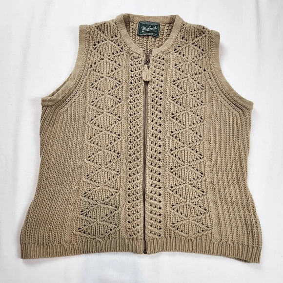 Woolrich Beige Knit Zip Up Vest - Picture 1 of 8